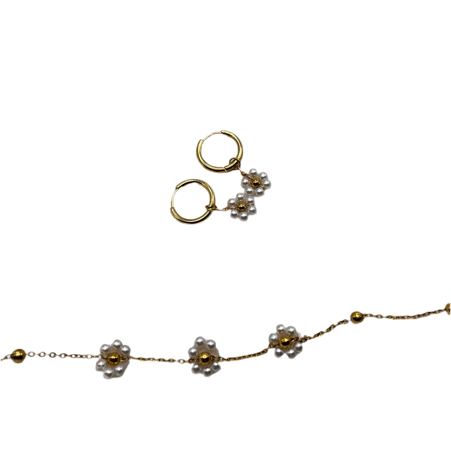 Parure Flora crème et dorée
