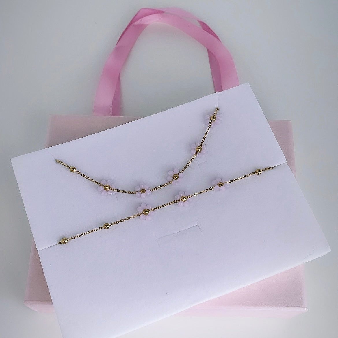 Parure Flora rose poudrée