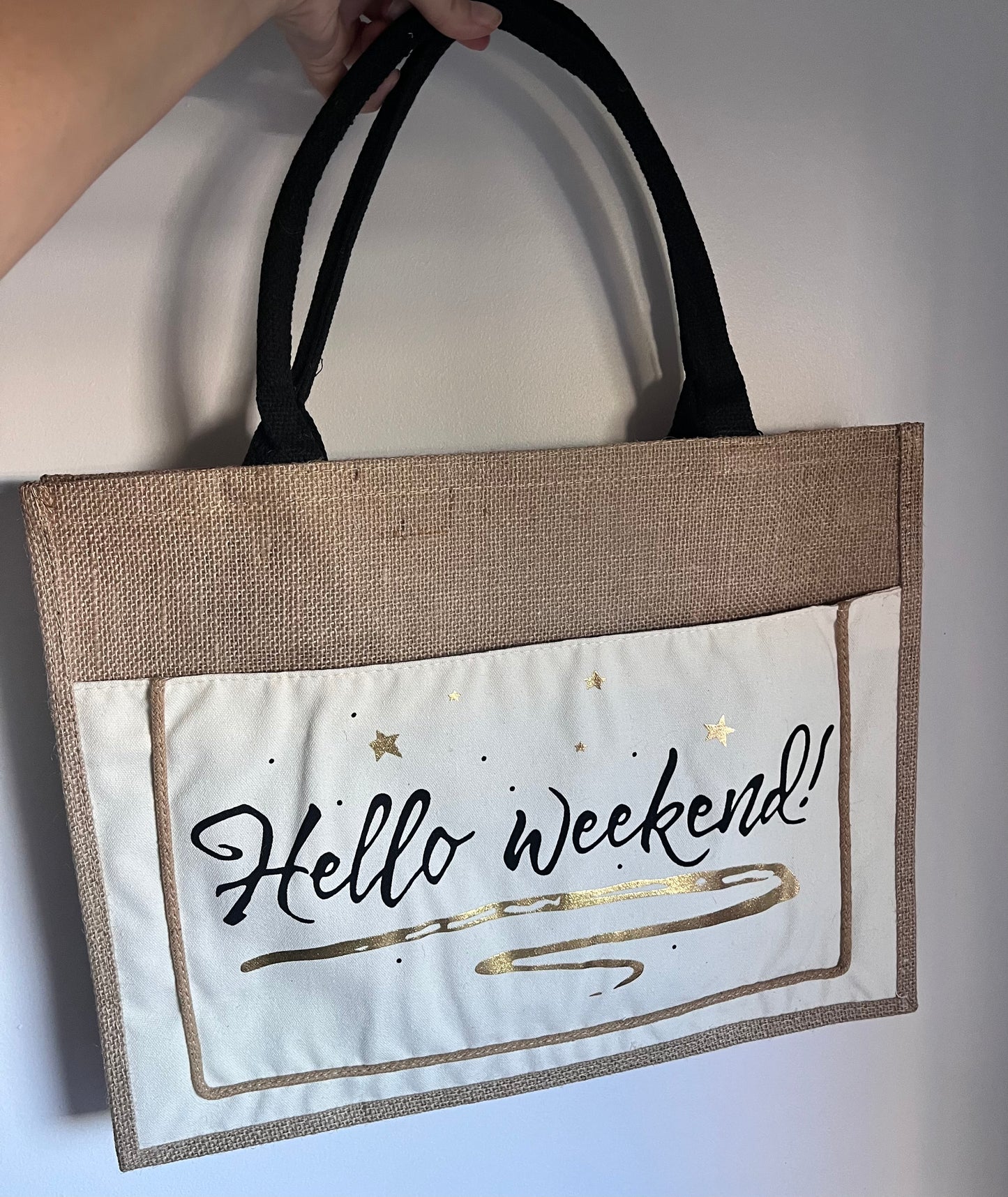 Sac en jute Hello week-end