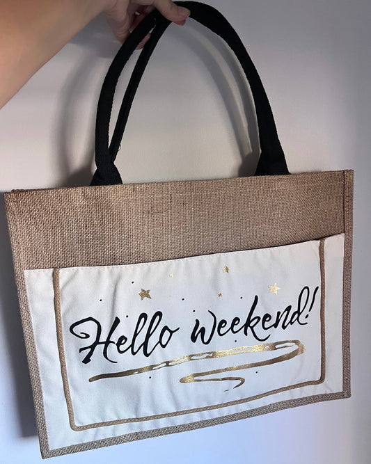 Sac en jute Hello week-end