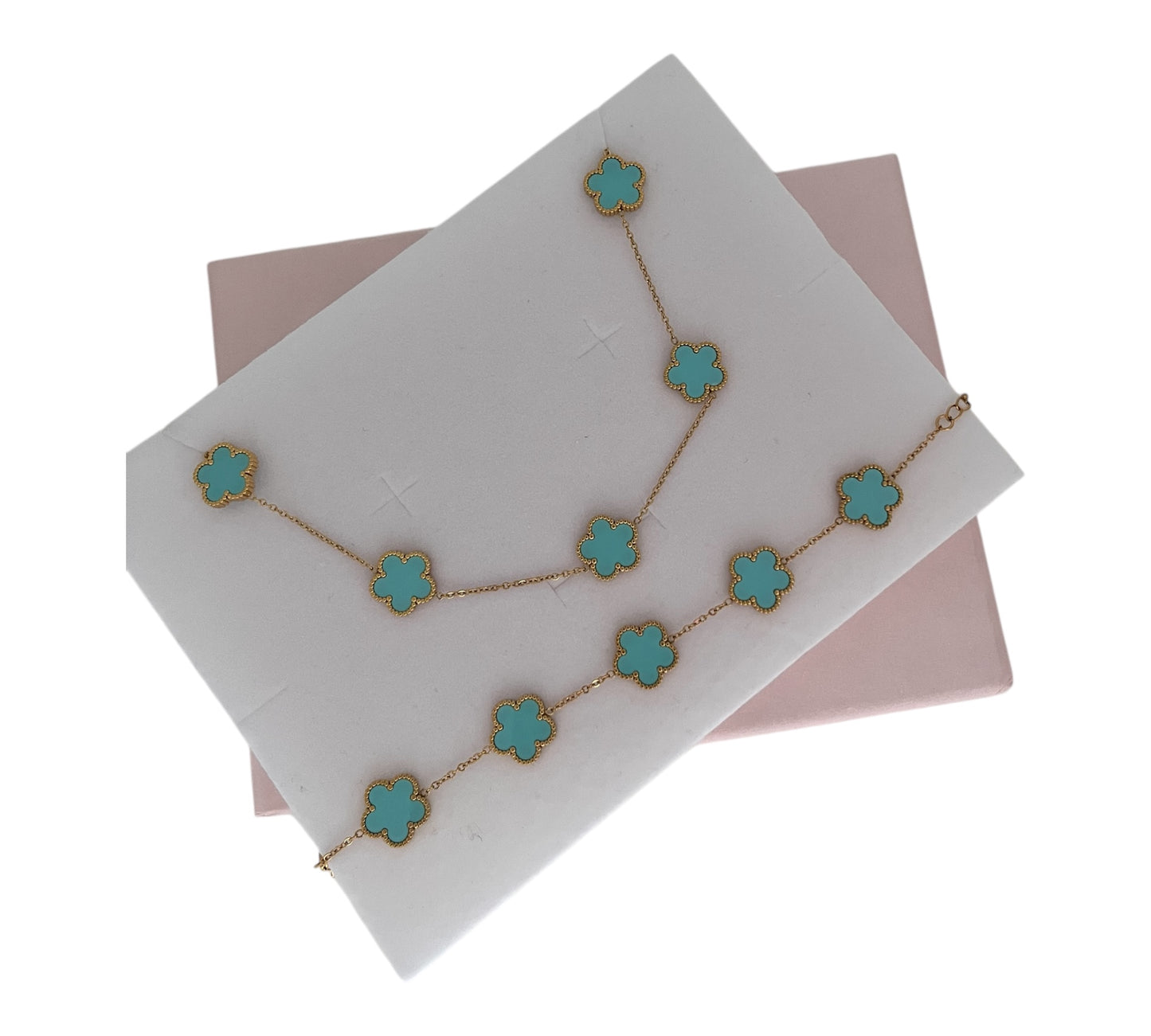 Parure inspiration trèfle turquoise