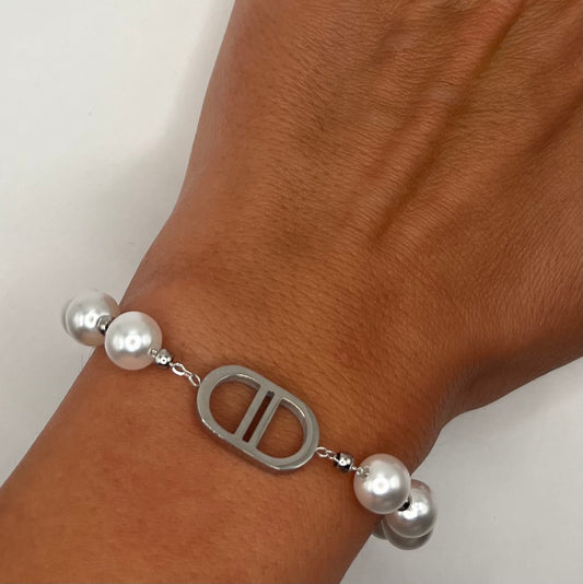 Bracelet inspiration CD Perlée - Argenté
